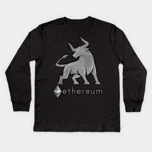 Vintage Bull Market Ethereum Coin Crypto Token Cryptocurrency Wallet Ethereum HODL Birthday Gift For Men Women Kids Kids Long Sleeve T-Shirt